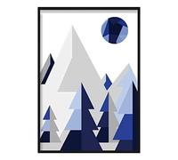 Artze Wall Art Poster geometrico in poliforesta, 30 cm di larghezza x 40 cm di altezza, blu navy/grigio