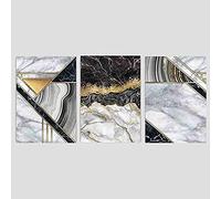 Artze Wall Art Set di 3 stampe geometriche da parete, formato A3, marmo nero/oro