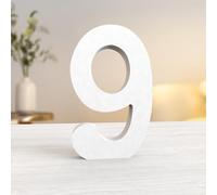 Aruatu Numeri in legno bianco da 20,3 cm, non finiti, per decorazione da parete, numeri grandi, per decorazione da parete, progetti artigianali, feste in casa (9)