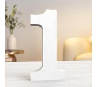 Aruatu Numeri in legno bianco da 25,4 cm, non finiti, per decorazione da parete, numeri grandi per decorazione da parete, progetti artigianali per feste in casa (1)