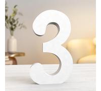 Aruatu Numeri in legno bianco da 25,4 cm per decorazione da parete, lettere grandi non finite decorative per casa, feste, progetti artigianali (3)
