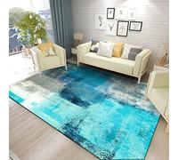 ARUGYTEI Rettangolare Tappeti Design Moderno Pelo Corto, Morbido Antiscivolo Lavabile Tappeto per Salotto Camera da Letto Soggiorno Cameretta， Disegno astratto di colore turchese 80 x 150 cm