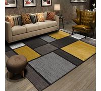 ARUGYTEI Tappeto Pelo Corto,140 x 200 cm, Tappeto per Soggiorno e Camera da Letto e Sala da pranzo, Stanza dei giochi Studio,design a quadri giallo grigio nero
