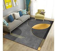 ARUGYTEI Tappeto Pelo Corto,140 x 200 cm, Tappeto per Soggiorno e Camera da Letto e Sala da pranzo, Stanza dei giochi Studio,nero grigio arancio giallo geometrico moderno