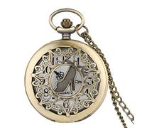 Aruie - Orologio da tasca a mezza sacca, con tacchi alti traforati, motivo floreale, numeri arabi, al quarzo, vintage, colore: Bronzo