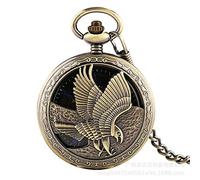 Aruie Orologio da tasca Aquila Incisione Hollow Scheletro Numero Romano Blu Meccanico Vintage Catena Da Polso Uomo Donna