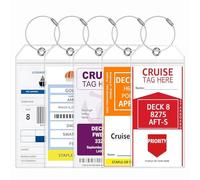 Aruigu Confezione da 5 etichette per bagagli per crociere, XXL robuste e impermeabili in PVC trasparente per Aida TUI La mia nave, con nastro in metallo avvitabile, Cruise Luggage Tag