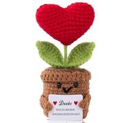 Aruigu Grazie, regalo positivo con patate tedesche, piccolo regalo di ringraziamento per amici colleghi e familiari, con tasca positiva per mughetto bianco lavorato a maglia (cuore rosso dell'amore)