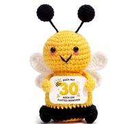Aruigu Statuetta di api lavorata all'uncinetto a mano per il 30° compleanno, con scheda energetica, per migliori amici, colleghi, donne, uomini, buon compleanno, regalo di compleanno per lei e lui
