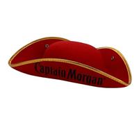 AruMinna Cappello da pirata in feltro effetto invecchiato, stile vintage, per adulti, feste di Halloween ed eventi cosplay (rosso 2, taglia unica)