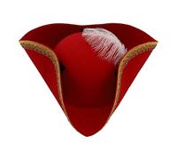 AruMinna Cappello da pirata in feltro effetto invecchiato, stile vintage, per costumi per adulti, feste di Halloween ed eventi cosplay (rosso 1, taglia unica)