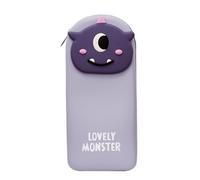 ARUNASO astuccio Astuccio portapenne in silicone, motivo: adorabili mostri 3D, Compatible with il ritorno a scuola, ragazzi e ragazze adolescenti grande(Light Purple)