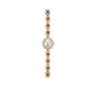 ARUNASO orologi da polso Orologi da polso da donna vintage di lusso con quadrante ovale, piccolo braccialetto di diamanti, orologio al quarzo alla moda, delicato e impermeabile digitale(Gold Red)