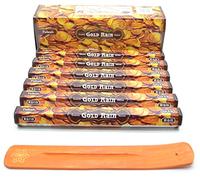 ARUNDEL SERVICES EU Bastoncini di incenso Joss 120 bastoncini per la casa con posacenere, 6 x 20 confezioni, monete d'oro pioggia d'oro (Gold Coin Gold Rain)