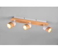 ARUNI BARRA 3 SPOTS ORIENTABILI METALLO BIANCO E LEGNO NATURALE L. 48CM ATTACCO GU10