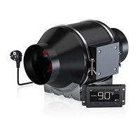 Aruobru Ventilatore a tubo Ø 100 mm 360 m³/H con regolatore di temperatura e umidità per booster, tende di allevamento, idroponica, agricoltura, commerciale, casa, bagno, fabbrica