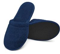 Arus 2 Paia Ciabatte da bagno in spugna di cotone 100%, Blu marino, 38-42