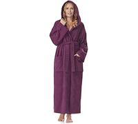 Arus Accappatoio Donna 100% Cotone, Spugna, Cappuccio, Extra Lungo | Morbido accappatoio in spugna con cintura e 2 ampie tasche, ideale dopo la doccia, in piscina, spa e per il relax.
