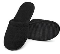 Arus Ciabatte da Bagno - 1 Paio Ciabatte Mules in Spugna 100% Cotone - Antiscivolo, Leggere, Traspiranti - Uomo Donna per Hotel, Spa, Piscina, Doccia, Viaggio, Nero, 38-42, BL-1