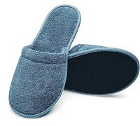 Arus Ciabatte da Bagno - 1 Paio Ciabatte Mules in Spugna 100% Cotone - Antiscivolo, Leggere, Traspiranti - Uomo Donna per Hotel, Spa, Piscina, Doccia, Viaggio, Blu Grigio, 38-42, BL-1