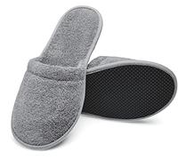 Arus Ciabatte da Bagno - 1 Paio Ciabatte Mules in Spugna 100% Cotone - Antiscivolo, Leggere, Traspiranti - Uomo Donna per Hotel, Spa, Piscina, Doccia, Viaggio, Grigio, 38-42, GR-1