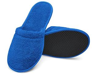 Arus Ciabatte da Bagno - 1 Paio Ciabatte Mules in Spugna 100% Cotone - Antiscivolo, Leggere, Traspiranti - Uomo Donna per Hotel, Spa, Piscina, Doccia, Viaggio, Blu reale, 43-46, RO-2