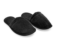 Arus per Uomo Turco in Spugna Panno di Cotone Spa Pantofole, 100% Cotone Gomma, Black with Black Sole, Taglia Unica