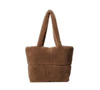 ARVALOLET Borsa for la spesa da donna, in lana d'agnello, grande borsa for la spesa, leggera, soffice, borsa a tracolla pelosa, marrone