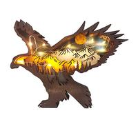 ARVALOLET Wooden Sculpture 3D Forest Animals Wooden Craft - Statua decorativa in legno con aquila intagliata con luci ornamentali, per decorare la casa