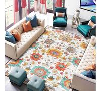 Arvella Rug Tappeto Soggiorno 150 x 180 cm Morbido e Lavabile, Cucina Studio Antiscivolo con Pelo Corto per Camera da Letto Colore Retrò dei Grandi Fiori