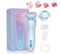 Arvenza Shaver, Arvenza Electric Razor, 2 in 1 Electric Lady Shaver. Waterproof Wet & Dry Dual Head Bikini Razor for Women Pubic Hair, Underarms and Legs (Blue)