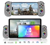 arVin Controller mobile da gioco per iPad/tablet[entro 5-10"] Phone Game Controller per iPhone/Android con effetto RGB Hall Joystick/Turbo/6 assi giroscopio/vibrazione/supporto streaming su