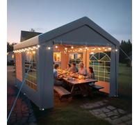 arvioo Gazebo 3 x 4 m con 2 pareti laterali e 2 timpani, il tuo spot per feste all'aperto per rilassarsi, tenda per feste con bulloni, protezione dal vento, impermeabile, in acciaio e telo in