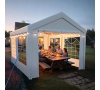 arvioo Gazebo 3 x 4 m con 2 pareti laterali e 2 timpani, il tuo spot per feste all'aperto per rilassarsi, tenda per feste con bulloni, protezione dal vento, impermeabile, in acciaio e telo in