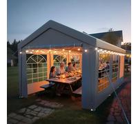 arvioo Gazebo 3 x 6, per feste e feste, con 2 pareti laterali e 2 timpani, resistente ai raggi UV e impermeabile, in acciaio zincato e telone in polietilene (grigio)
