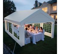 arvioo Gazebo 4 x 6 m con 2 pareti laterali e 2 timpani, il tuo spot per feste all'aperto per rilassarsi, tenda XXL per feste con bulloni, protezione dal vento, impermeabile, in acciaio e telo in