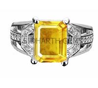 Arwacraft 14.25 Ratti Pukhraj Stone Original Certified Yellow Sapphire Gemstone Brass Finger Anguthi | Anello regolabile con certificato di laboratorio per uomini e donne-B0CKN7NWMRNAMZ