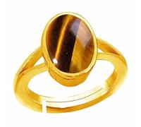 Arwacraft 6,25 Ratti 5,00 carati Deluxe Quality Natural Tiger'S Eye Stone Panchdhatu (anello regolabile misura libera Anguthi) gemma certificata da laboratorio (Top Aaa+) Qualità per uomini e donne