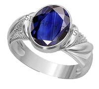 Arwacraft Anello regolabile con zaffiro blu, placcato argento, 5,00 carati, non riscaldato e non trattato, pietra preziosa naturale di Ceylon, per uomini e donne, B0BX42L7MRNAMZ, piccolo, gemma, Small