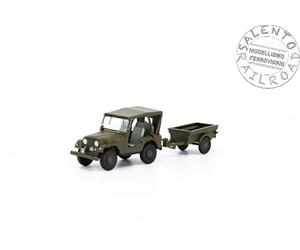 Arwico 85.005102 mezzo militare Jeep Willys M38A1 con rimorchio in scala 1:87 H0