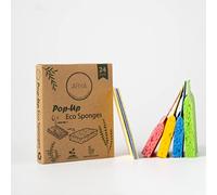 ARYA. 24 spugne ecologiche pop-up, in cellulosa naturale, compostabili e biodegradabili, spugne compresse per cucina e bagno, senza plastica e antigraffio (24)