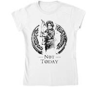 Arya Not Today Phrase Artwork - Maglietta da donna, colore: Bianco, bianco, L