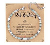 AryaHozel Regalo di compleanno per bambina di 6-21 anni, piccolo braccialetto in pietra naturale, regalo di buon compleanno per ragazze, figlia, nipote, sorella, migliore amica, con biglietto regalo