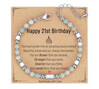 AryaHozel Regalo di compleanno per bambina di 6-21 anni, piccolo braccialetto in pietra naturale, regalo di buon compleanno per ragazze, figlia, nipote, sorella, migliore amica, con biglietto regalo