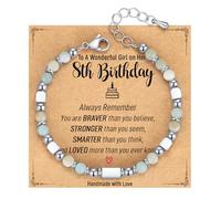 AryaHozel Regalo di compleanno per bambina di 6-21 anni, piccolo braccialetto in pietra naturale, regalo di buon compleanno per ragazze, figlia, nipote, sorella, migliore amica, con biglietto regalo