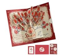 ARYIMYDP 1 Cartolina con Meccanismo 3D a Forma di Rosa, Include Busta e Carta per Messaggi, 6 Adesivi Decorativi, Ideale come Regalo per San Valentino, Design Ricercato