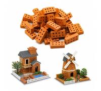 ARYIMYDP 100 Pezzi Mattoni in Miniatura, 8 Fori 2x1x0,5 cm, Mattoncini in Terracotta per Modellismo, Diorama e Casa Fai da Te