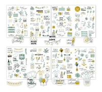 ARYIMYDP 4 Fogli di Adesivi per Compleanno, oltre 500 Stickers, Design Vintage, per Libro degli Ospiti, Album Fotografico, Scrapbooking, Planner, Progetti Fai da Te, Bambini e Adulti