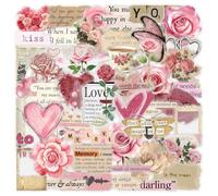 ARYIMYDP 50 Adesivi di Cuore Amore Rosa Estetici, Stickers per Scrapbooking e Diario, Adesivi Trasparenti PET Impermeabili, Stickers per Laptop Valigia Skateboard e Moto