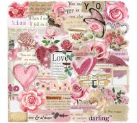 ARYIMYDP 50 Adesivi Retro Rosa Amore Rose, Stickers Estetici in PET per Scrapbooking Diario Portatile Valigia, Decalcomanie Impermeabili Trasparenti Ragazzi